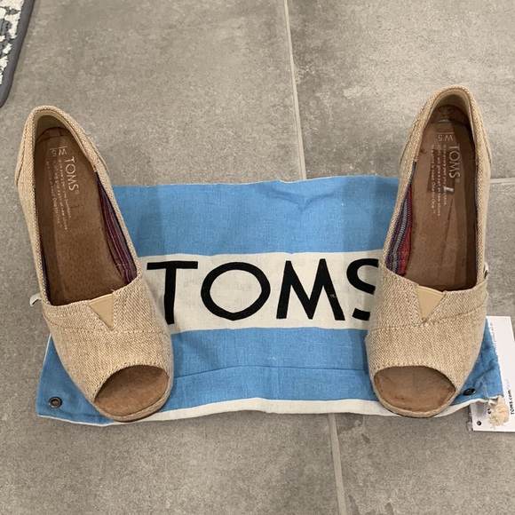COPY - Tom’s Tan Cork Wedges sold only at Neiman Marcus. Size 5. - Picture 1 of 7